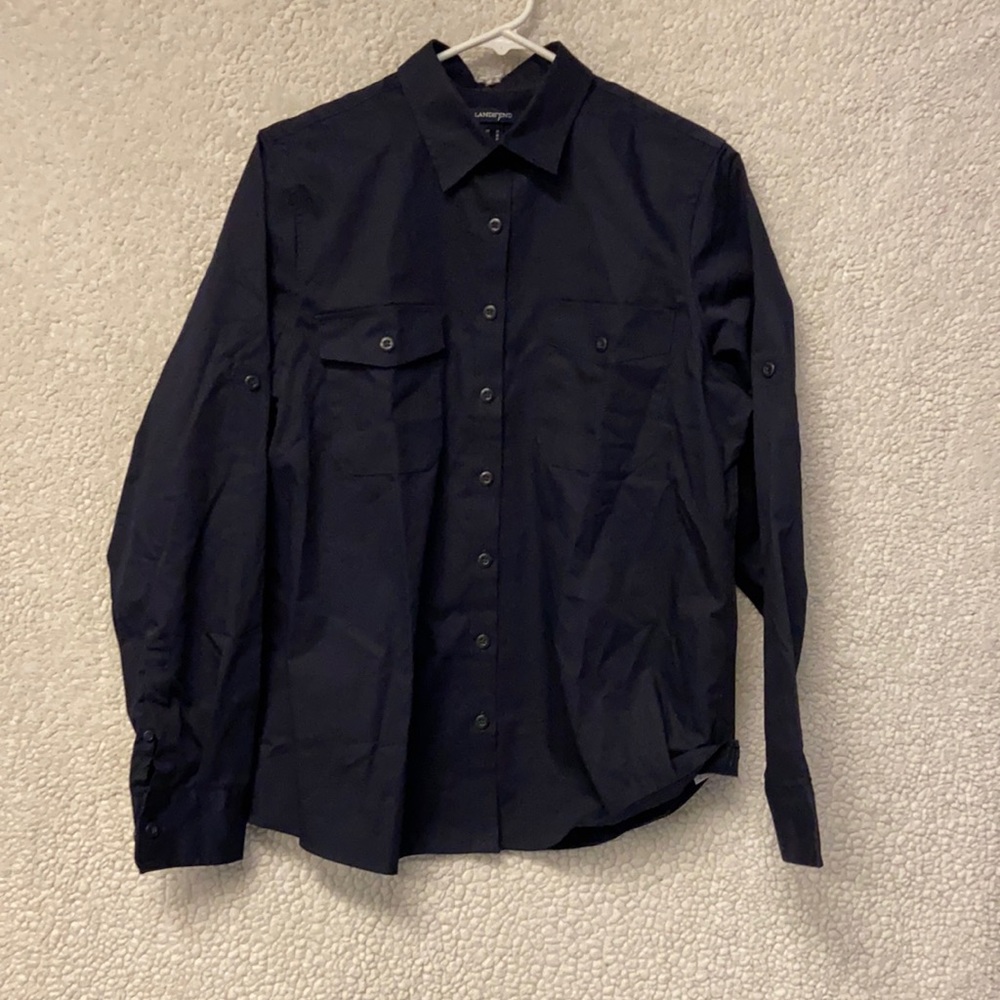 Lands End long sleeve button up work shirt